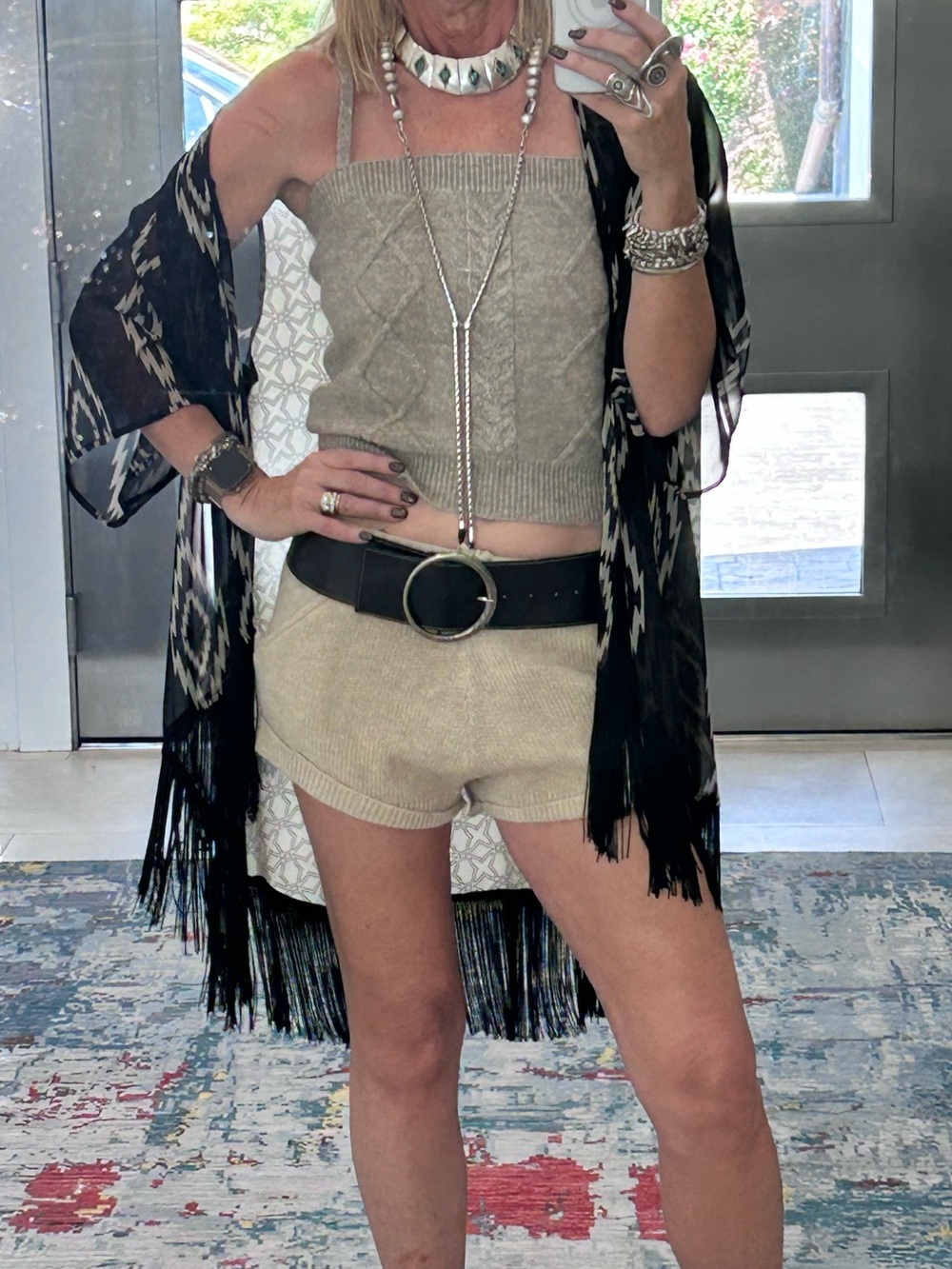 Kimono with fringe bottom